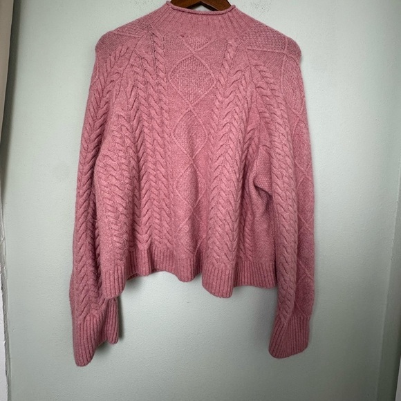 J.Crew‎ Cable-knit Rollneck Wool Blend Sweater Supersoft Yarn Dusty Rose Pink L - Picture 9 of 16